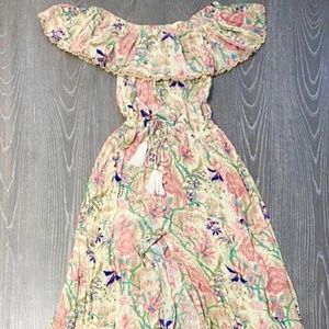 Bohemian Floral Off the Shoulder Hi-Low Dress